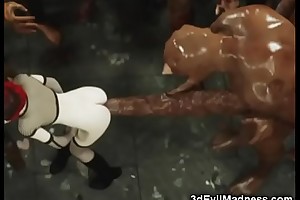 3D Emo Teen Destroyed wide of Giant Ogres!